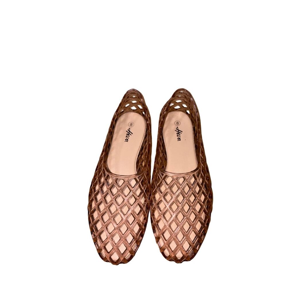 Heva Beige Amber Pink Jelly Mesh Ballet Flats Size: 8 -9